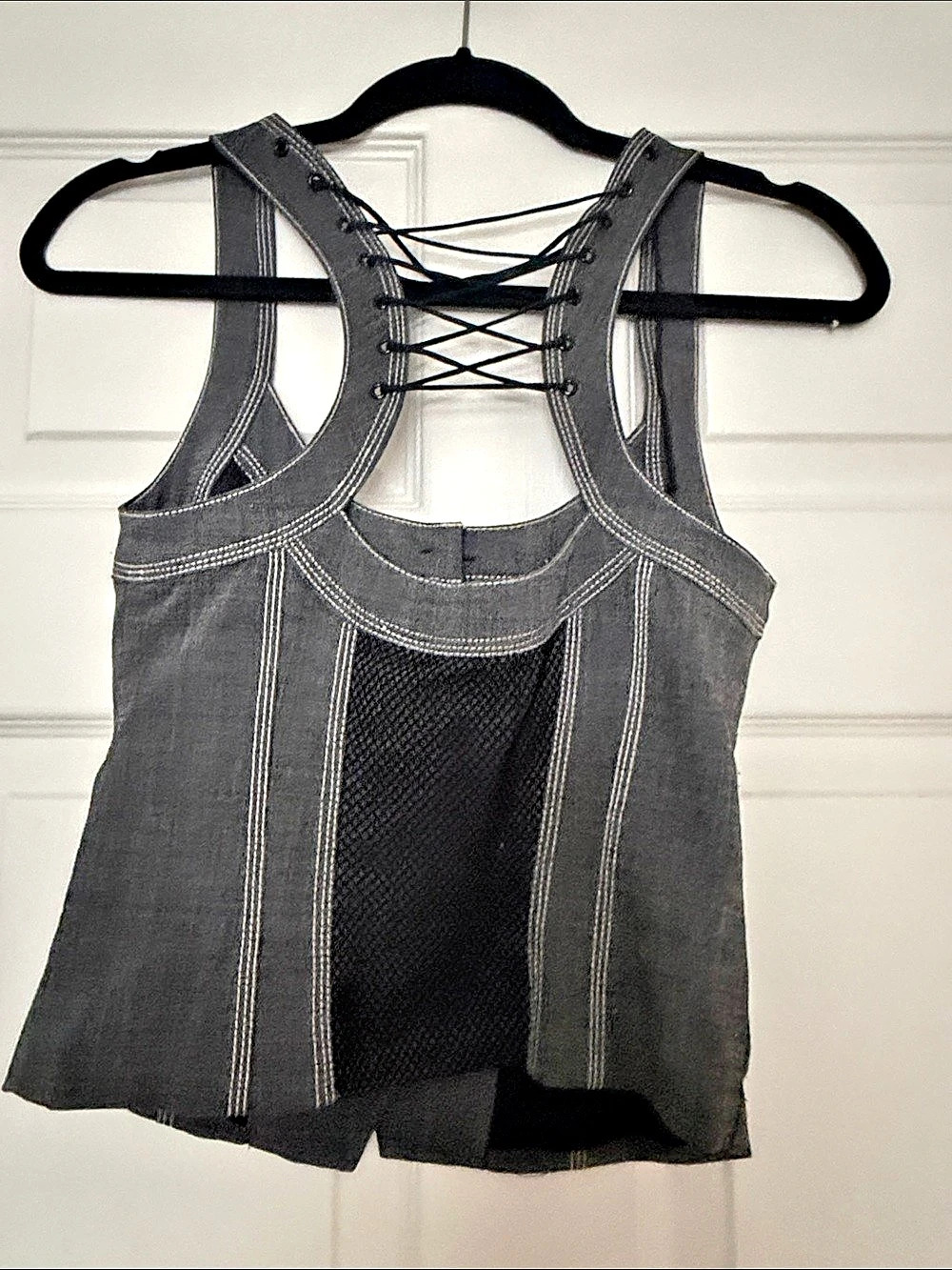 bebe Gray Lace-Up Vest & Straight-Leg Pants XS - Picture 9 of 17